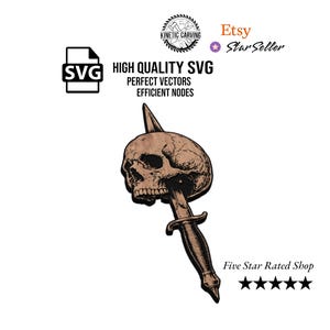 Skull and Dagger SVG | CNC Laser Cut File, Wood Wall Art, Glowforge Engraving, LightBurn Ready