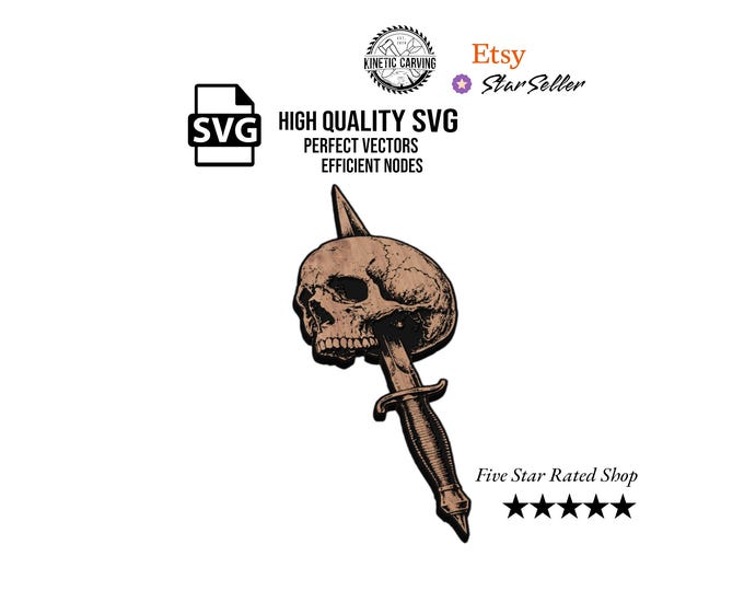 Skull and Dagger SVG | Gothic Dark Art Vector for CNC, Laser Engraving & Vinyl Cutting svg, dxf, eps, pdf