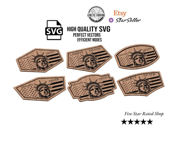 Liberty or Death SVG Bundle | Statue of Liberty Leather Patch Files for Hats, CNC & Laser Engraving svg, dxf, eps, pdf
