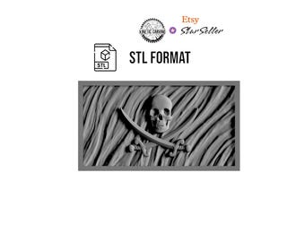 Jolly Roger Wavy Flag STL/SVG for CNC Woodworking and Lasering