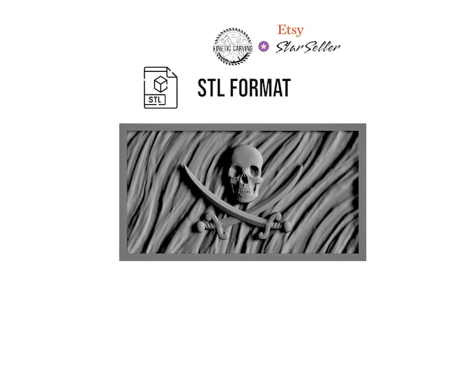 Jolly Roger Wavy Flag STL/SVG for CNC Woodworking and Lasering