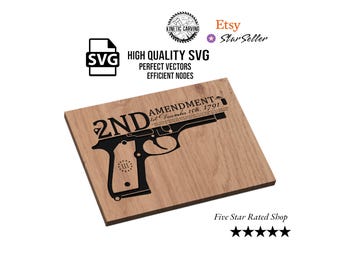 2nd Amendment Pistol SVG File: Laser Cut CNC Design (Digital Download)