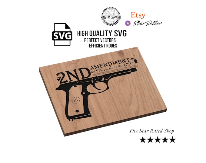 2nd Amendment/2A Pistol SVG File Design for Woodworking, CNC, Printing and Lasering