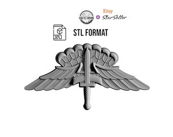 3D STL Model of Military Free Fall Wings (Basic), for 3D Printing, CNC Woodworking