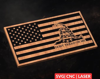 Gadsden Flag SVG | CNC Laser Cut File, Wood Wall Art, Glowforge Engraving, LightBurn Ready
