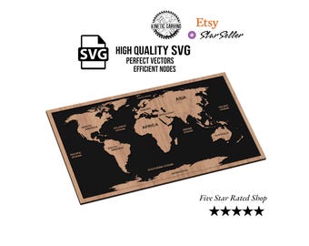 World Map SVG File for Woodworking, CNC, Printing and Lasering