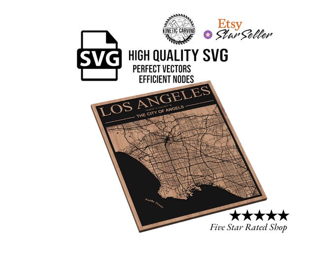 Los Angeles, California City Map SVG File for Woodworking, CNC, Printing and Lasering