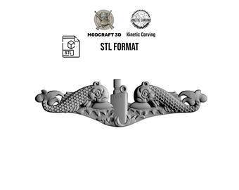 Navy Submarine Warfare Insignia (Dolphins) STL – 3D Model For Woodworking, CNC, 3-D Printing and Lasering