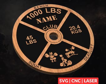 Female Powerlifting 1000lbs Club SVG | CNC Laser Cut File, Wood Wall Art, Glowforge Engraving, LightBurn Ready