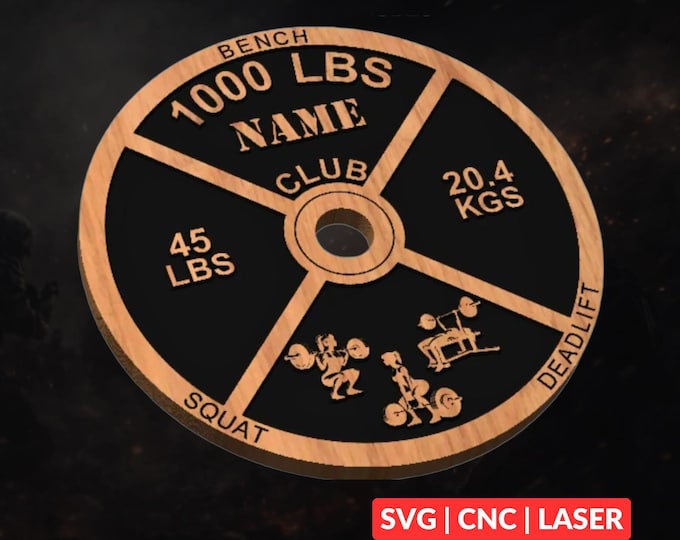 Female Powerlifting 1000lbs Club SVG | CNC Laser Cut File, Wood Wall Art, Glowforge Engraving, LightBurn Ready