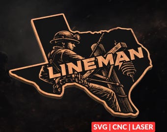 Texas Lineman SVG | Geography CNC Laser Cut File, Wood Wall Art, Glowforge Engraving, LightBurn Ready