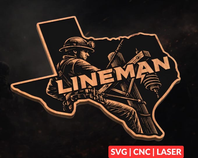 Texas Lineman SVG | CNC Laser Cut File, Wood Wall Art, Glowforge Engraving, LightBurn Ready