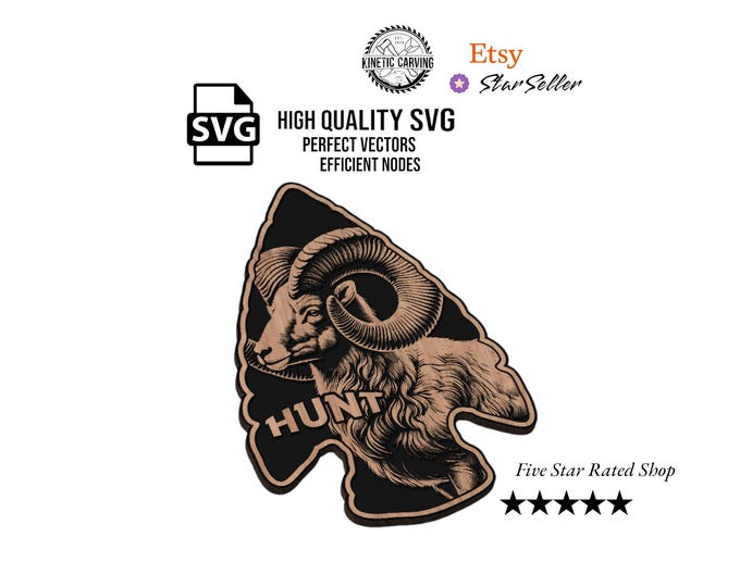 Arrowhead Big Horn Sheep Hunt SVG File for Woodworking, CNC, Printing and Lasering