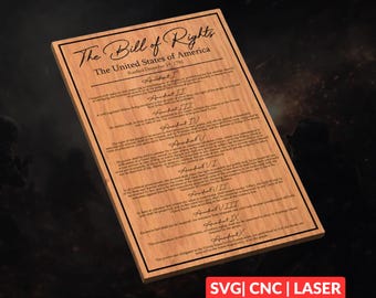 Bill of Rights SVG | CNC Laser Cut File, Wood Wall Art, Glowforge Engraving, LightBurn Ready