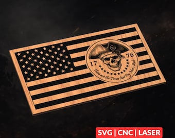 Revolutionary War Flag SVG | Colonial CNC File, 1776 Patriotic Laser Engraving, Wood Sign