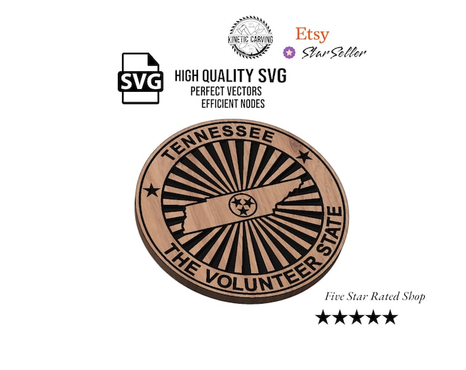 Tennessee Volunteer State Design SVG File for Woodworking, CNC, Printing and Lasering