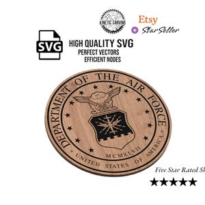 Air Force Seal Military SVG File for Woodworking, CNC, Printing and Lasering
