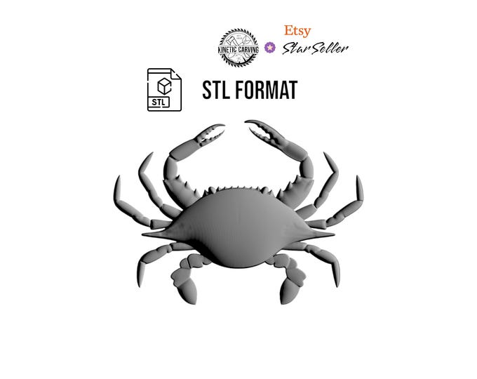 Maryland Blue Crab STL File for Woodworking, CNC, Printing and Lasering