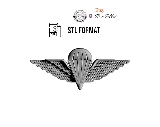 3D STL Model of Ireland Military Jump (Airborne) Wings, for 3D Printing, CNC Woodworking