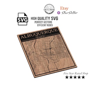Albuquerque, New Mexico Stadt Karte SVG Datei für Holzbearbeitung, CNC, Druck und Lasern