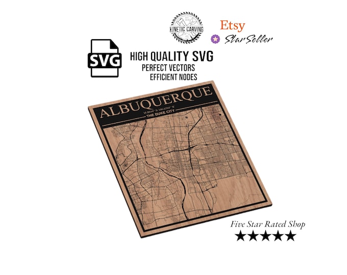 Albuquerque, New Mexico City Map SVG File for Woodworking, CNC, Printing and Lasering