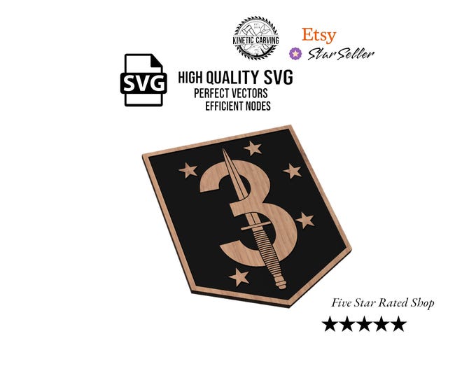 3rd Raider Battalion (MARSOC) Patch Military SVG File for Woodworking, CNC, Printing and Lasering