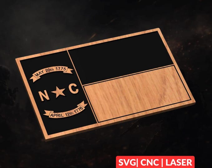 North Carolina State Flag SVG | CNC Laser Cut File, Wood Wall Art, Glowforge Engraving, LightBurn Ready
