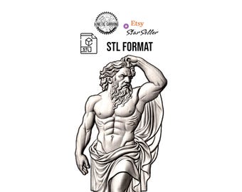 Zeus STL | 3D CNC Carving File, Wood Relief Art, 3D Printing Ready
