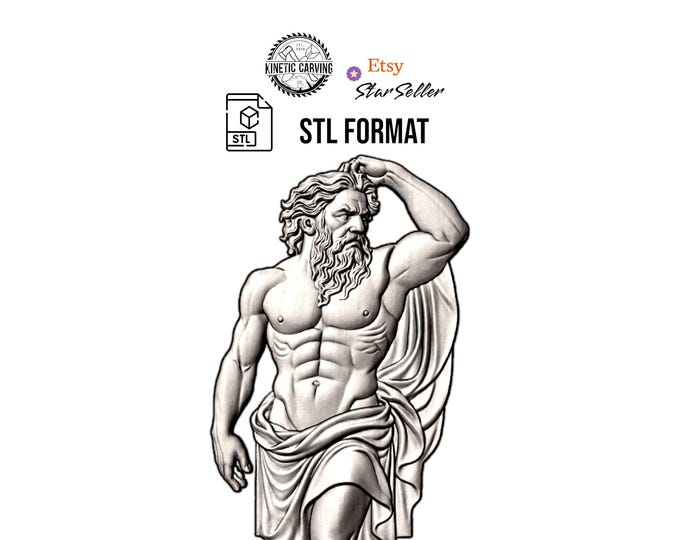 Zeus STL File: Greek God 3D Model for CNC, Printing, Laser Engraving