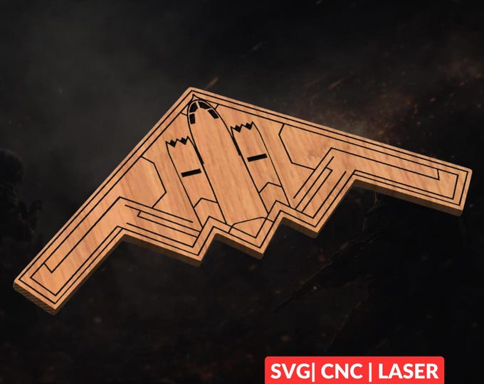 B-2 Spirit Bomber SVG | CNC Laser Cut File, Wood Wall Art, Glowforge Engraving, LightBurn Ready