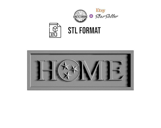 Tennessee HOME Design STL for 3D Printing, CNC Woodworking (Digital Download)