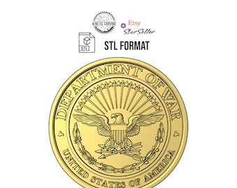 Department of War Seal STL: Eagle Emblem 3D Model for CNC, Printing & Laser Engraving