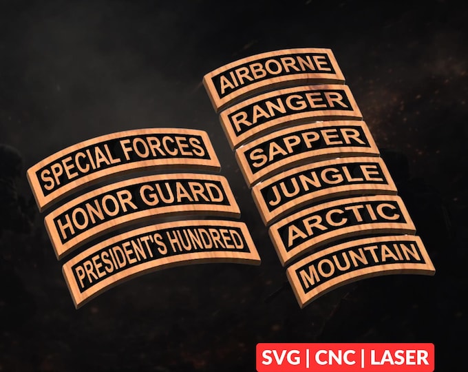 Military Skill Tabs SVG | CNC Laser Cut File, Wood Wall Art, Glowforge Engraving, LightBurn Ready