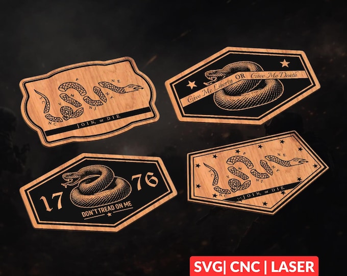 Patriotic Snake Bundle SVG | CNC Laser Cut File, Wood Wall Art, Glowforge Engraving, LightBurn Ready