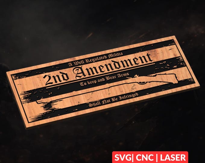 2nd Amendment Banner SVG | CNC Laser Cut File, Wood Wall Art, Glowforge Engraving, LightBurn Ready