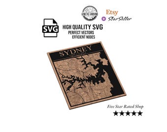 Sydney, Australia City Map SVG File for Woodworking, CNC, Printing and Lasering (Digital Download)