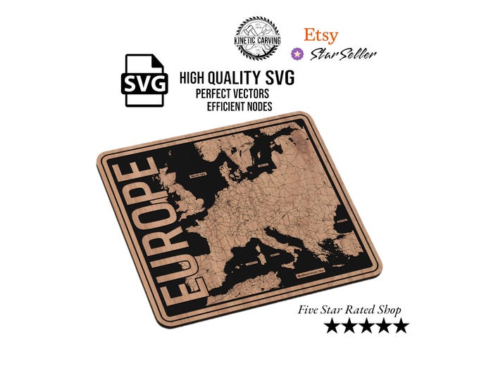 European Map SVG File for Woodworking, CNC, Printing and Lasering