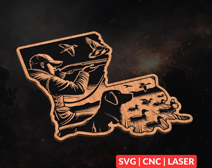 Louisiana Duck Hunting SVG | CNC Laser Cut File, Wood Wall Art, Glowforge Engraving, LightBurn Ready