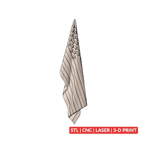 Draped American Flag STL | 3D CNC Carving File, Wood Relief Art, 3D Printing Ready