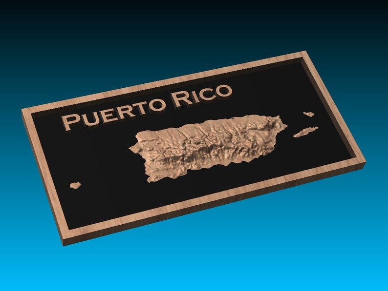 Puerto Rico Cnc Router File 3D STL Model of Puerto Rico all Islands, USA for 3D Printing, CNC ...