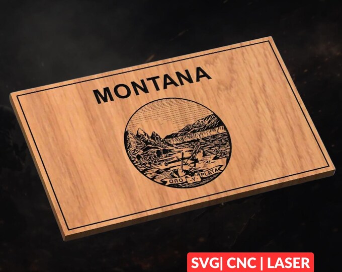 Montana State Flag SVG | CNC Laser Cut File, Wood Wall Art, Glowforge Engraving, LightBurn Ready