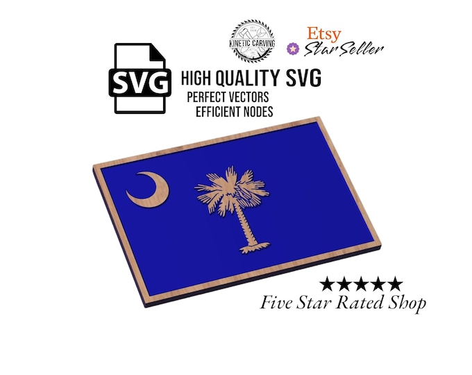 South Carolina State Flag SVG File for Woodworking, CNC, Printing and Lasering (Digital Download)