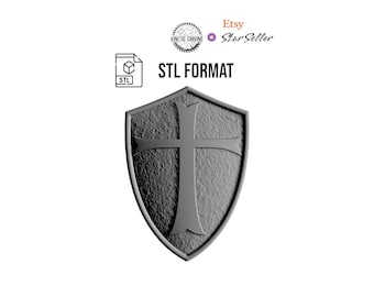 Templar Shield STL: Crusader Cross Relief - CNC, Laser, 3D Printing (Digital Download)
