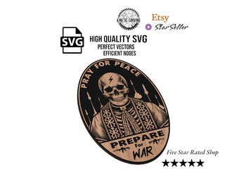 Pray For Peace SVG File: Skull Design for CNC, Laser Cutting (Digital Download)