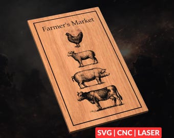Farmer's Market SVG | CNC Laser Cut File, Wood Wall Art, Glowforge Engraving, LightBurn Ready