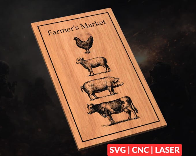 Farmer's Market SVG | CNC Laser Cut File, Wood Wall Art, Glowforge Engraving, LightBurn Ready