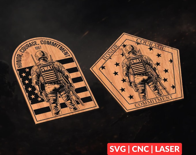 SWAT Team Designs SVG | CNC Laser Cut File, Wood Wall Art, Glowforge Engraving, LightBurn Ready