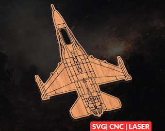 F-16 Falcon SVG | CNC Laser Cut File, Wood Wall Art, Glowforge Engraving, LightBurn Ready