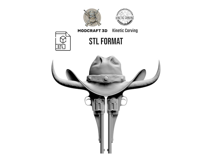 Cowboy Hat & Revolvers STL File: Wild West 3D Model