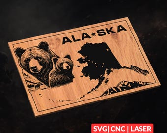 Alaska Brown Bear SVG | CNC Laser Cut File, Wood Wall Art, Glowforge Engraving, LightBurn Ready
